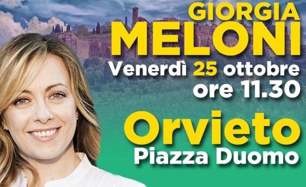 Giorgia Meloni in Piazza Duomo a sostegno di Donatella Tesei