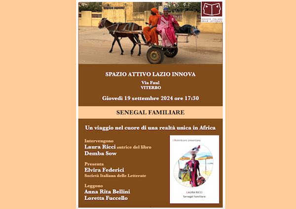 "Senegal familiare" allo Spazio Attivo Lazio Innova, Laura Ricci presenta il suo particolare diario di viaggio 