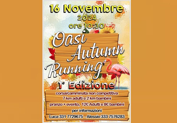 "Oasi Autumn Running", corsa-camminata non competitiva all'Oasi WWF di Alviano